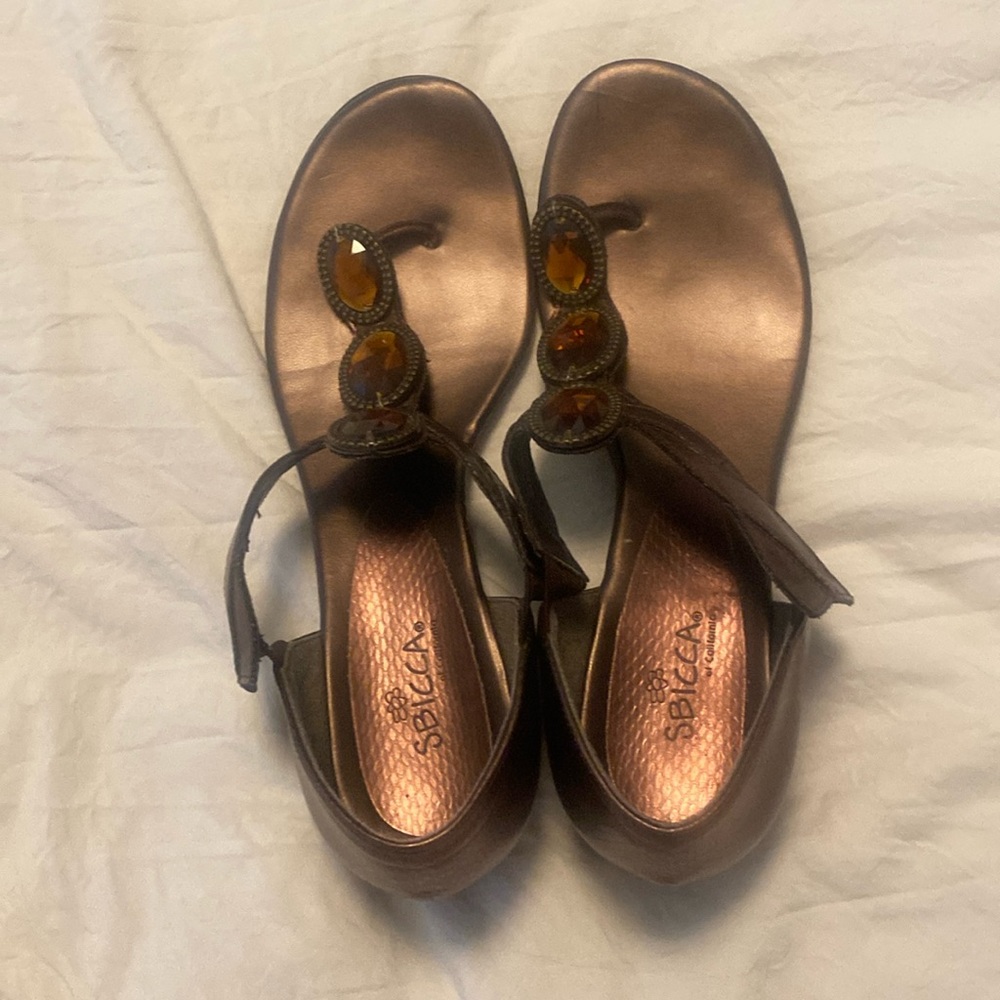 Copper coloured slip on sandals